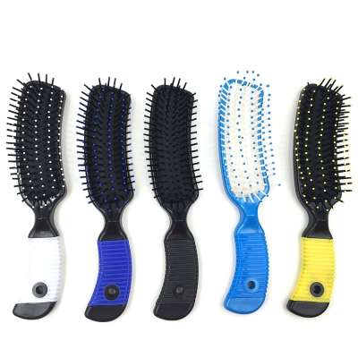 Small Banana Shape Paddle Brush With 7 Rows Ball Tipped Bristles In Cushion Base