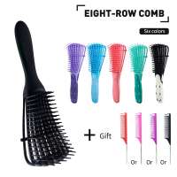 Custom Logo 8 Rows Octopus Wet Hair Brush Hot Pink Comb for Salon Anti-Static Scalp Massage Vent Detangling Hair Brush Set