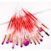 15pcs red fox color diamond eye brush set plastic handle synthetic hair make up brushes sets private label